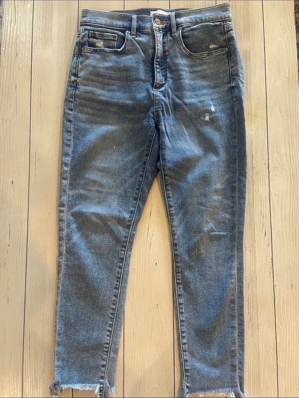 LOFT Distressed Blue High-Rise Skinny Jeans